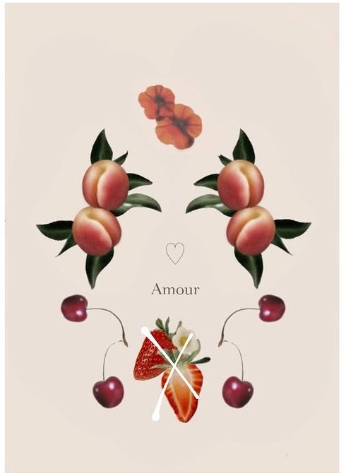 Flash « Amour » : pêches, cerises et fraise en composition symétrique